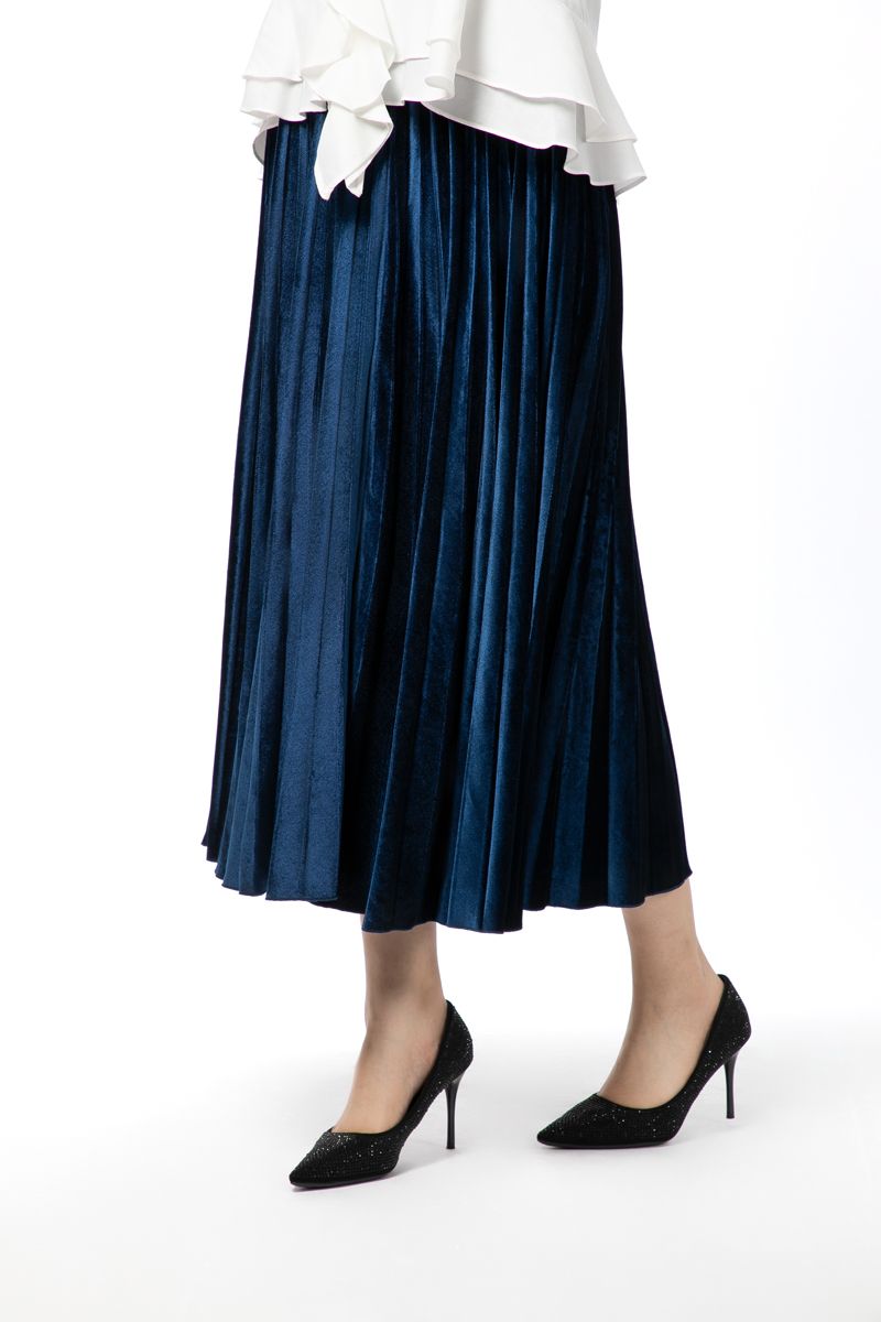pleated longline women skirt