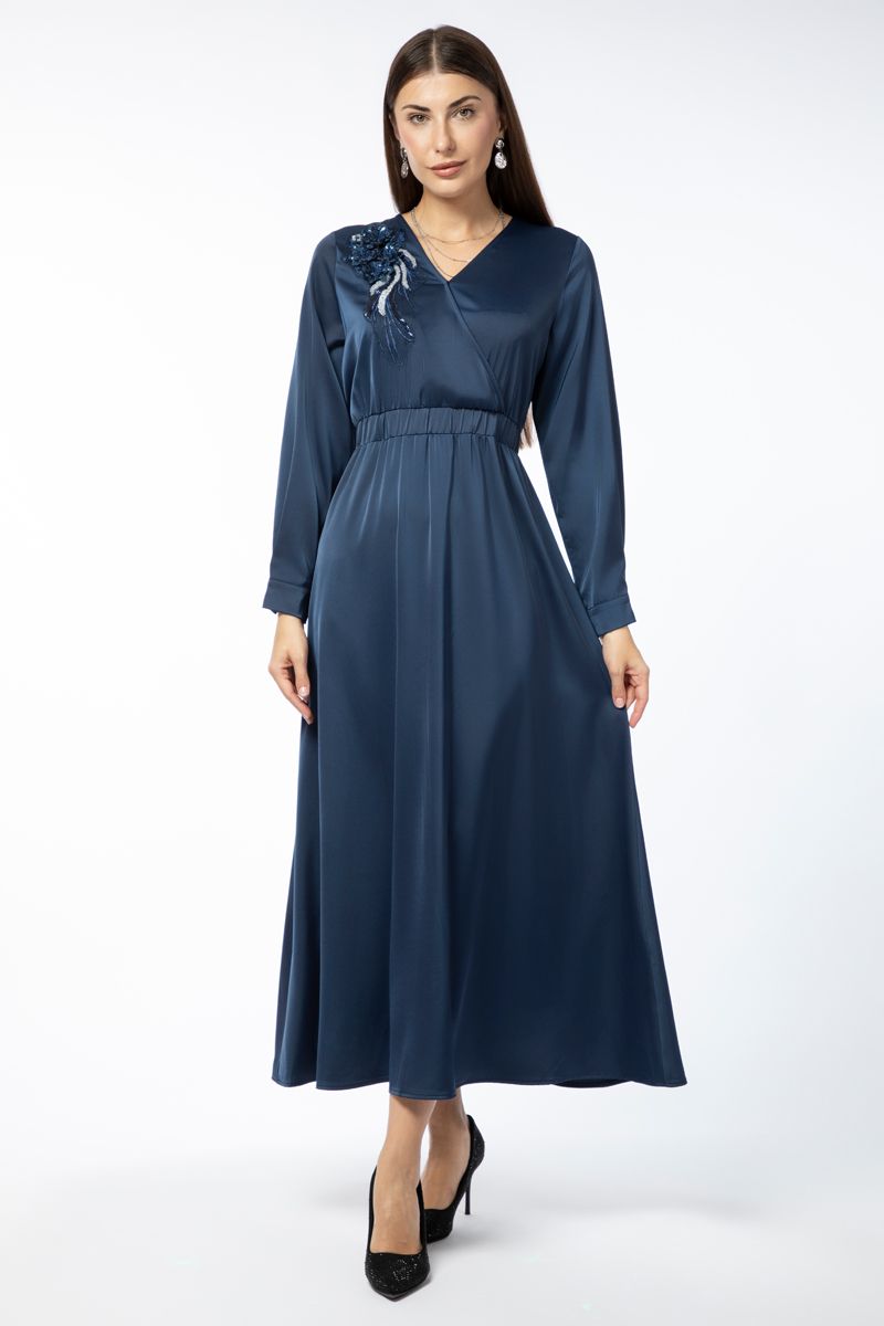 satin women dress with sequins