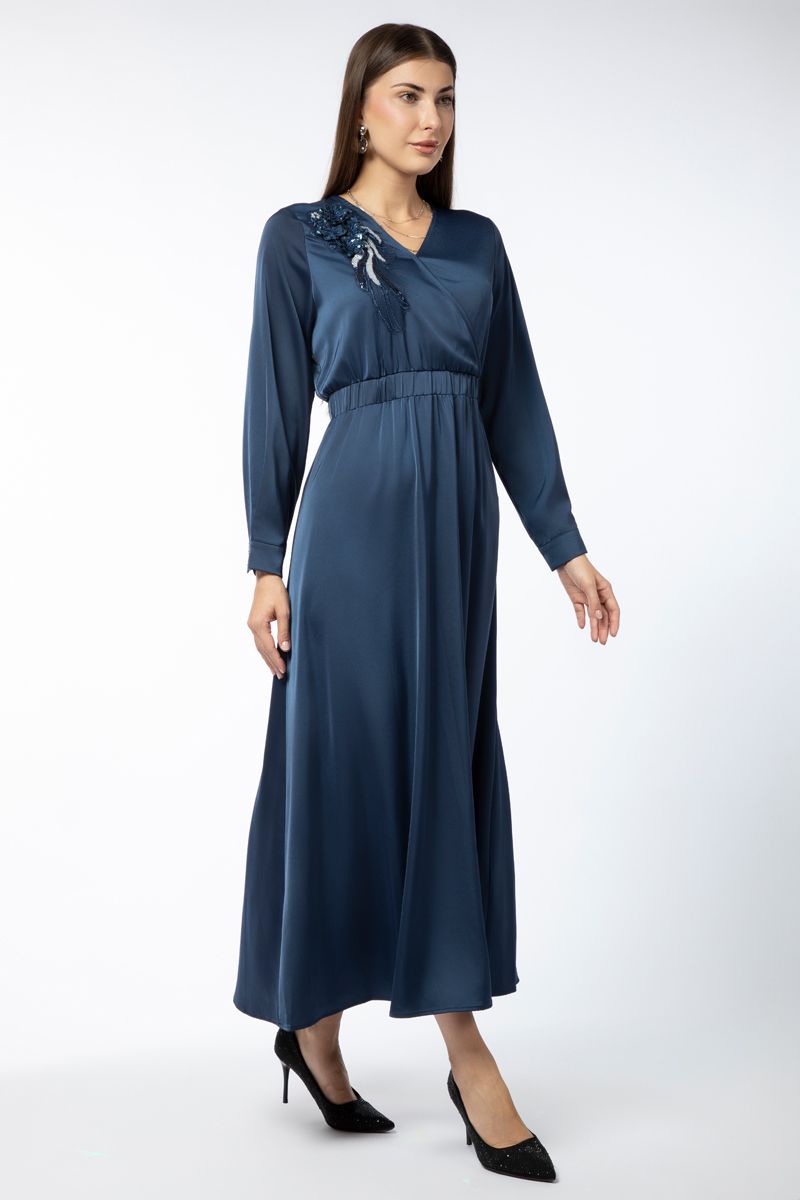 satin women dress with sequins