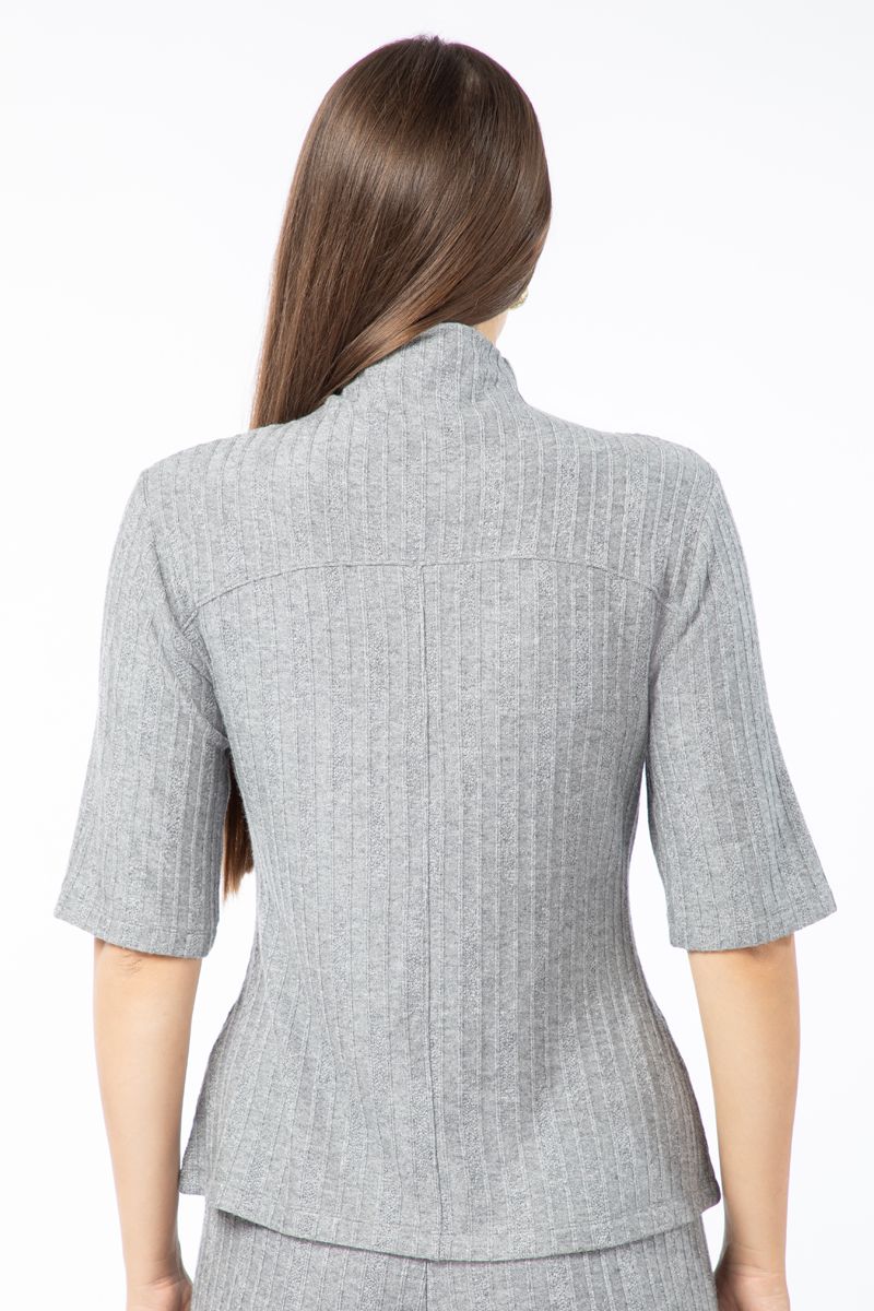 ribbed short sleeves knitted women sweater