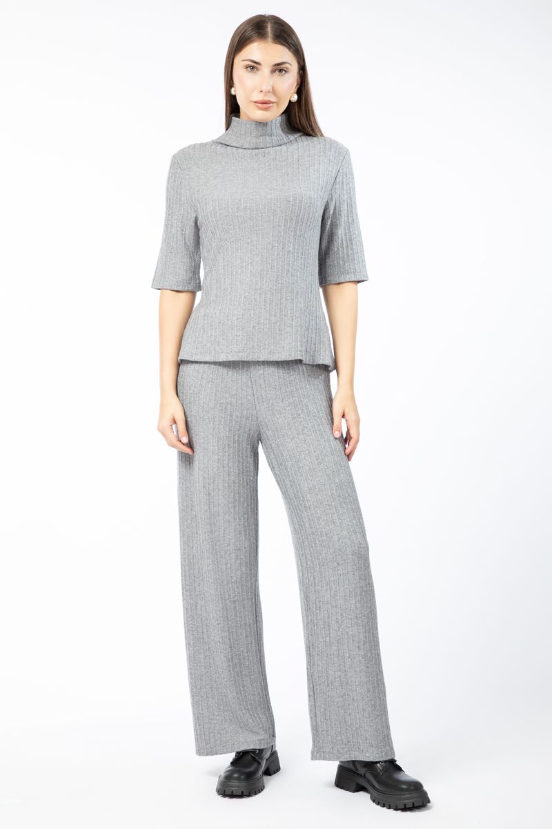 ribbed short sleeves knitted women sweater