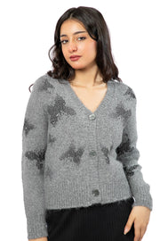 women knitted cardigan with butterfly pattern