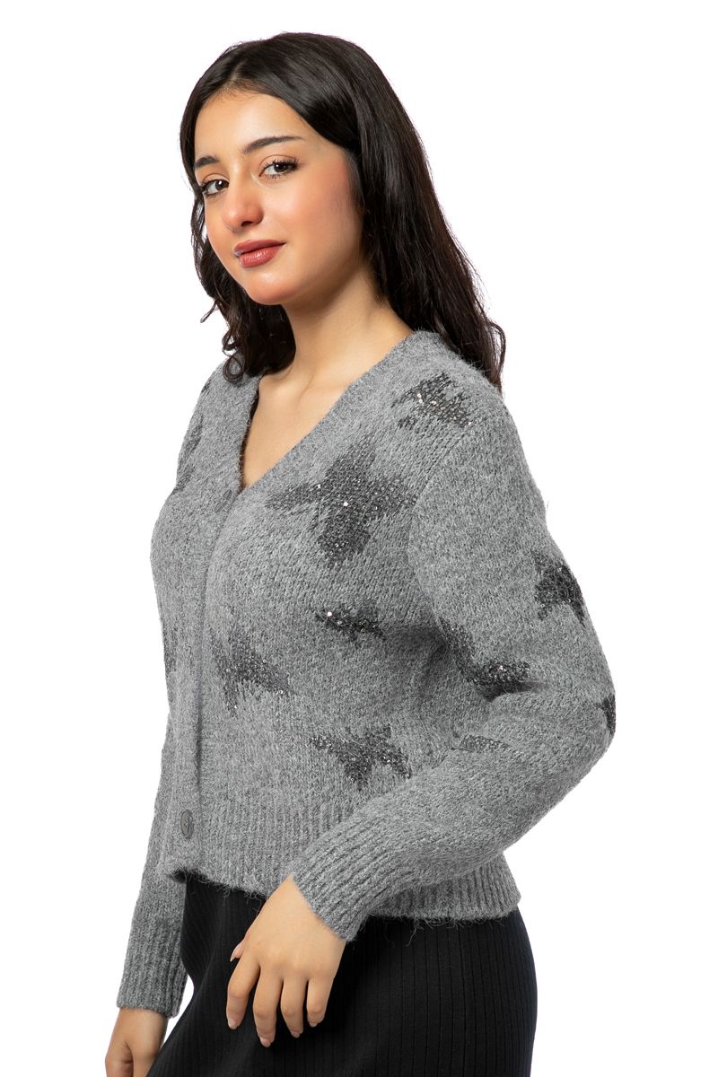 women knitted cardigan with butterfly pattern