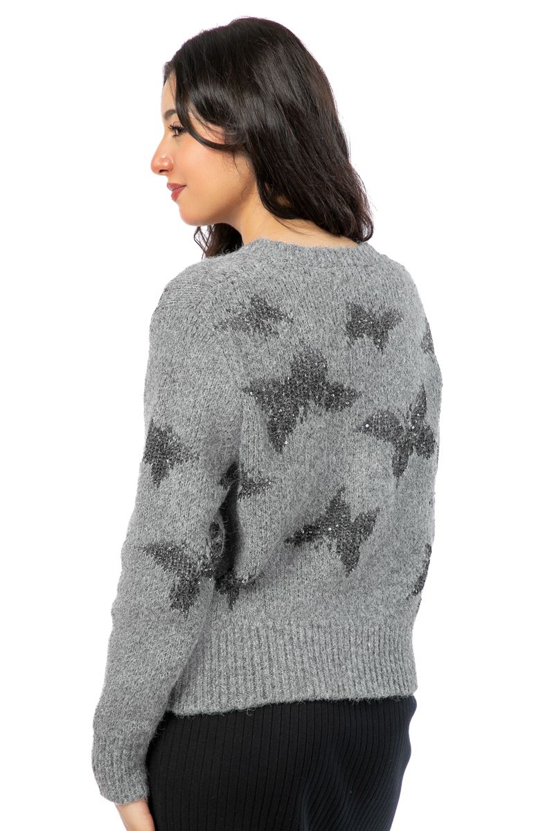 women knitted cardigan with butterfly pattern