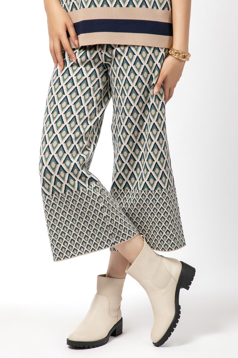 printed cropped knitted women pants
