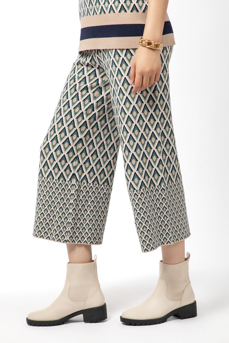 printed cropped knitted women pants