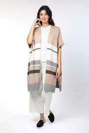 colored striped women knitted cardigan