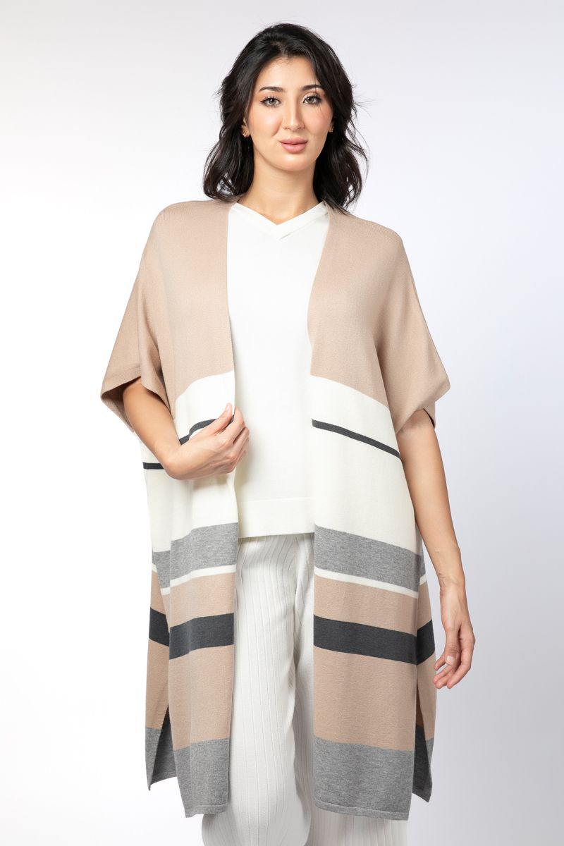 colored striped women knitted cardigan