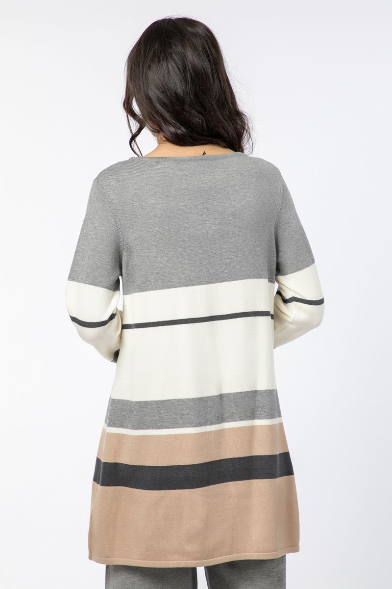 knitted women sweater with colored stripes