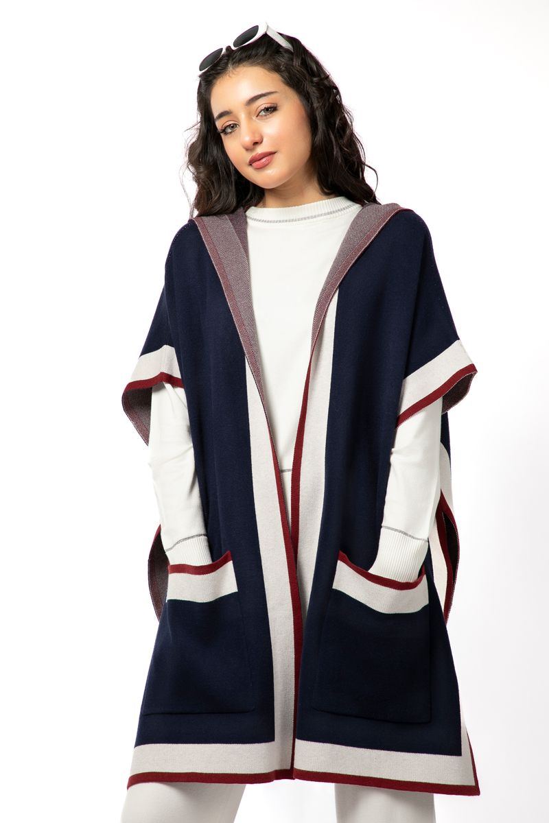 women knitted cardigan with side slits