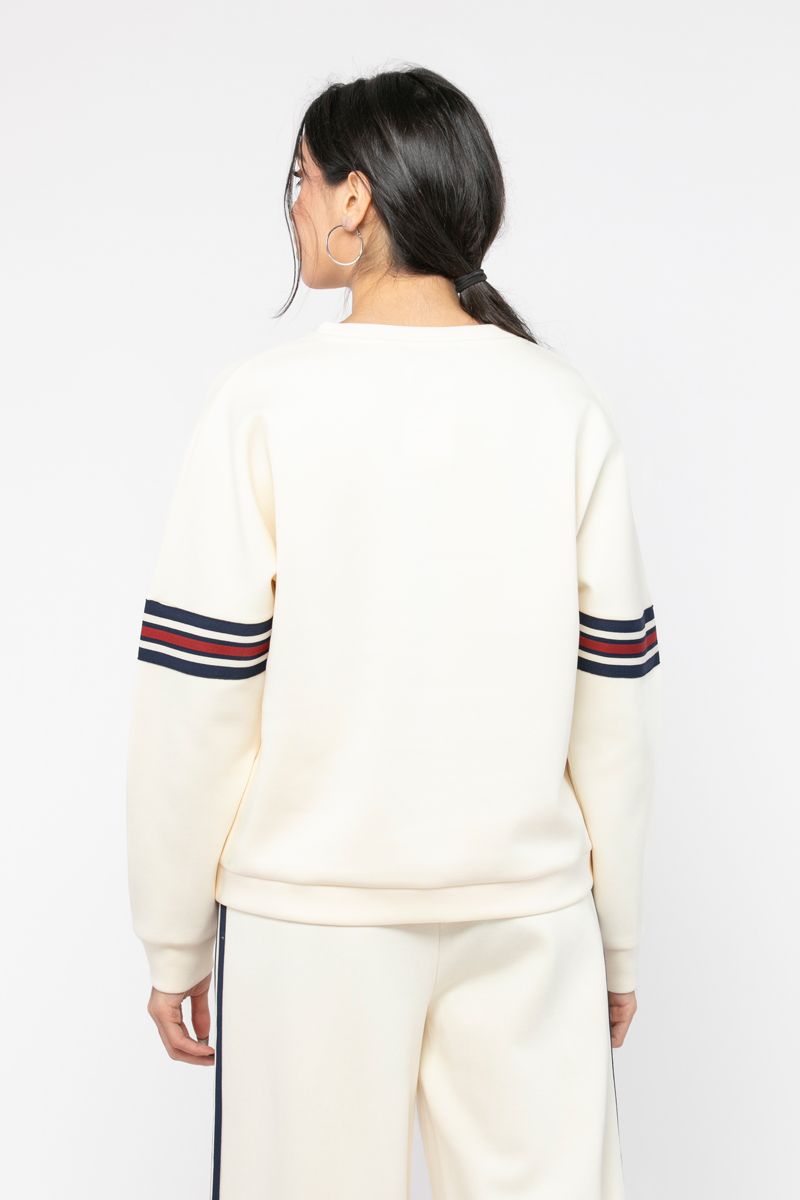 women sweatshirt with linings on sleeves
