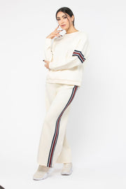 wide legs women sweatpants with side linings