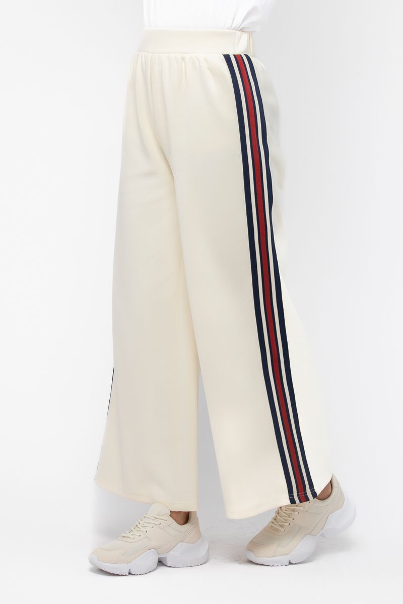 wide legs women sweatpants with side linings