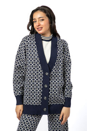 printed women knitted cardigan