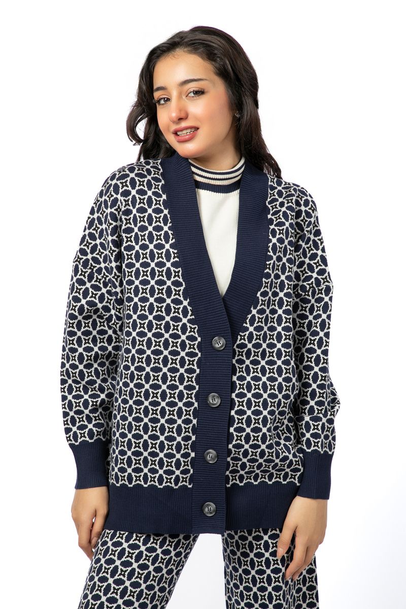 printed women knitted cardigan