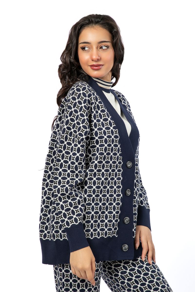 printed women knitted cardigan