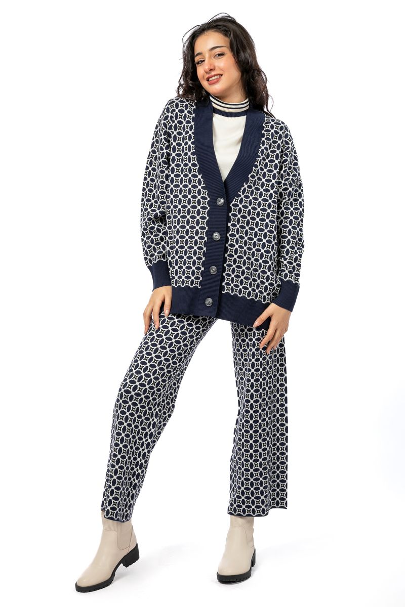 printed women knitted cardigan