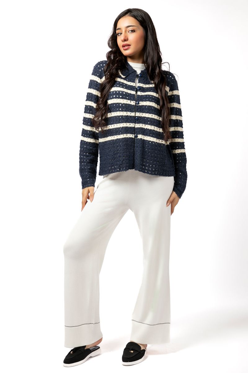 striped women knitted cardigan