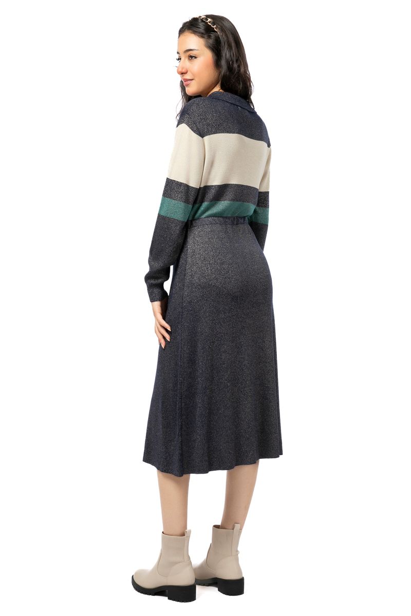 knitted women dress with waist strap