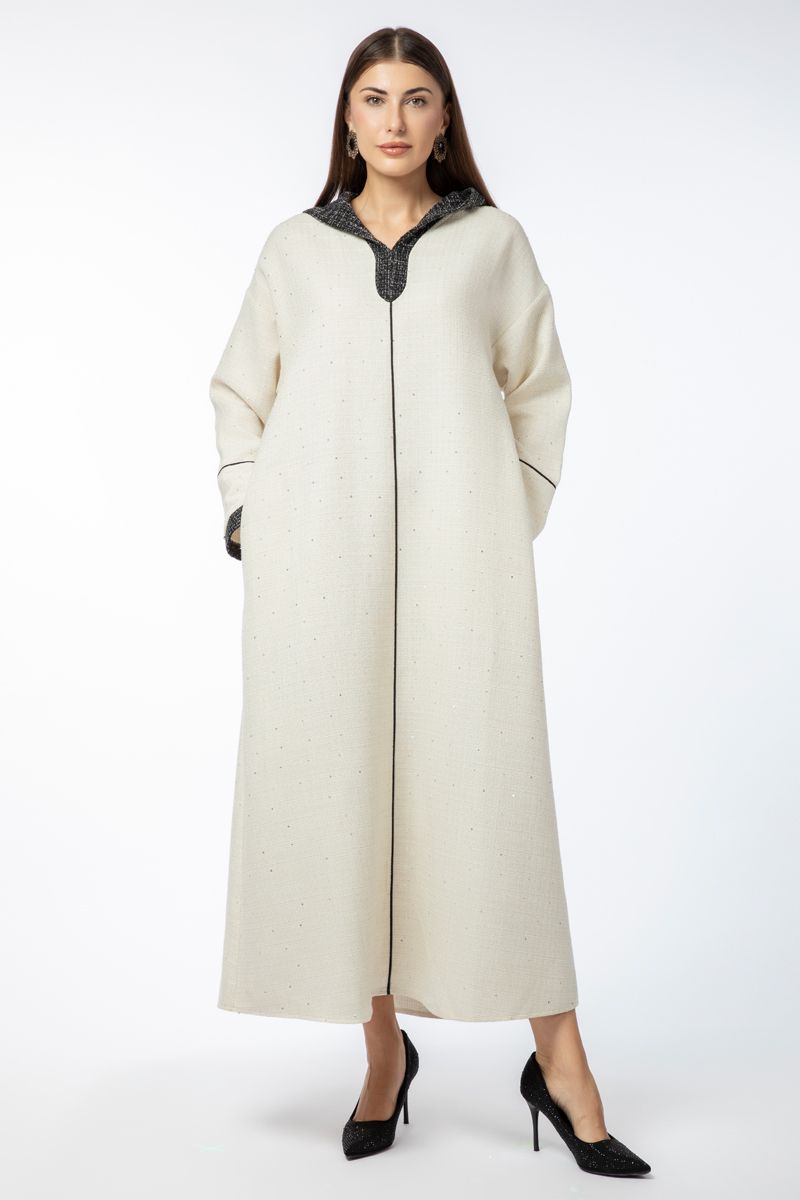 flowy maxi women dress with tuede hoodie