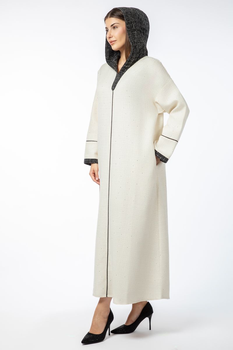 flowy maxi women dress with tuede hoodie