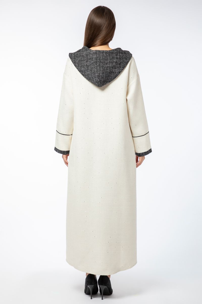 flowy maxi women dress with tuede hoodie