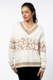 knitted women sweater with prints