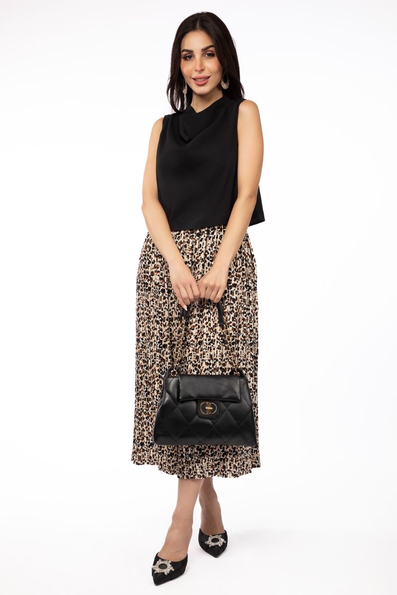 contrast leopard printed women dress