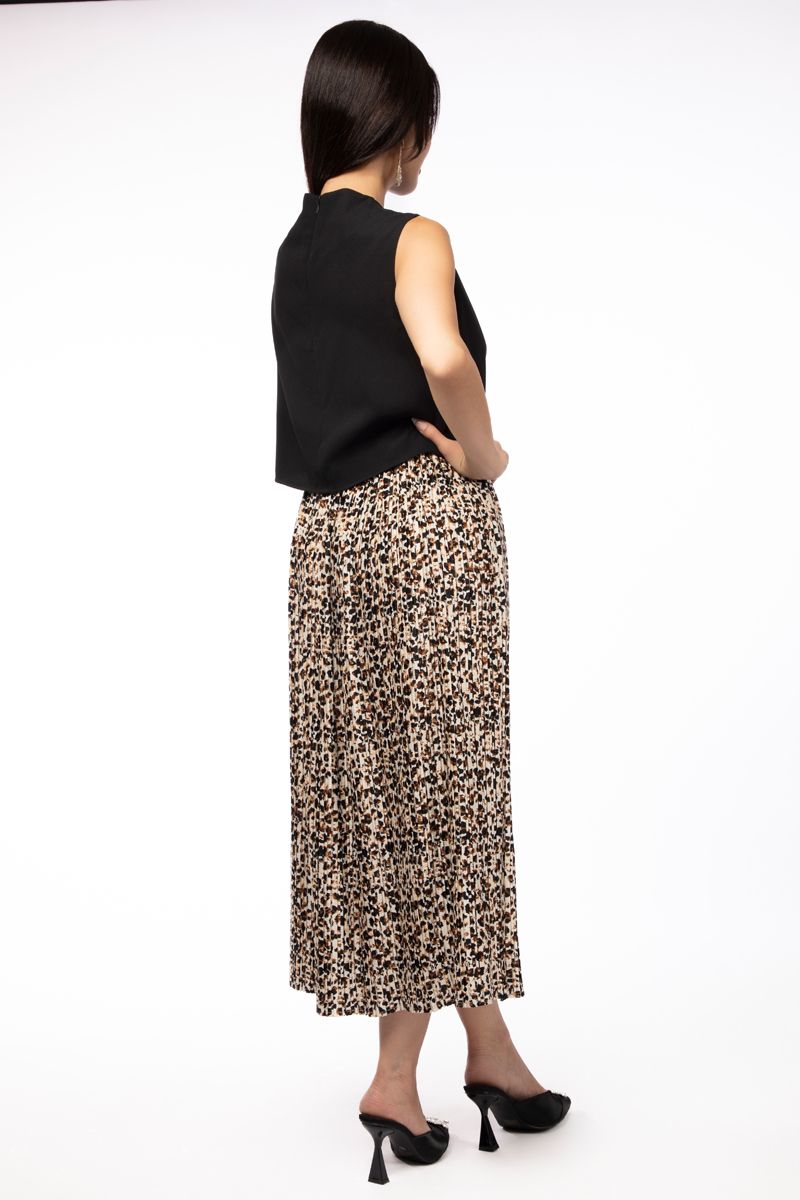 contrast leopard printed women dress