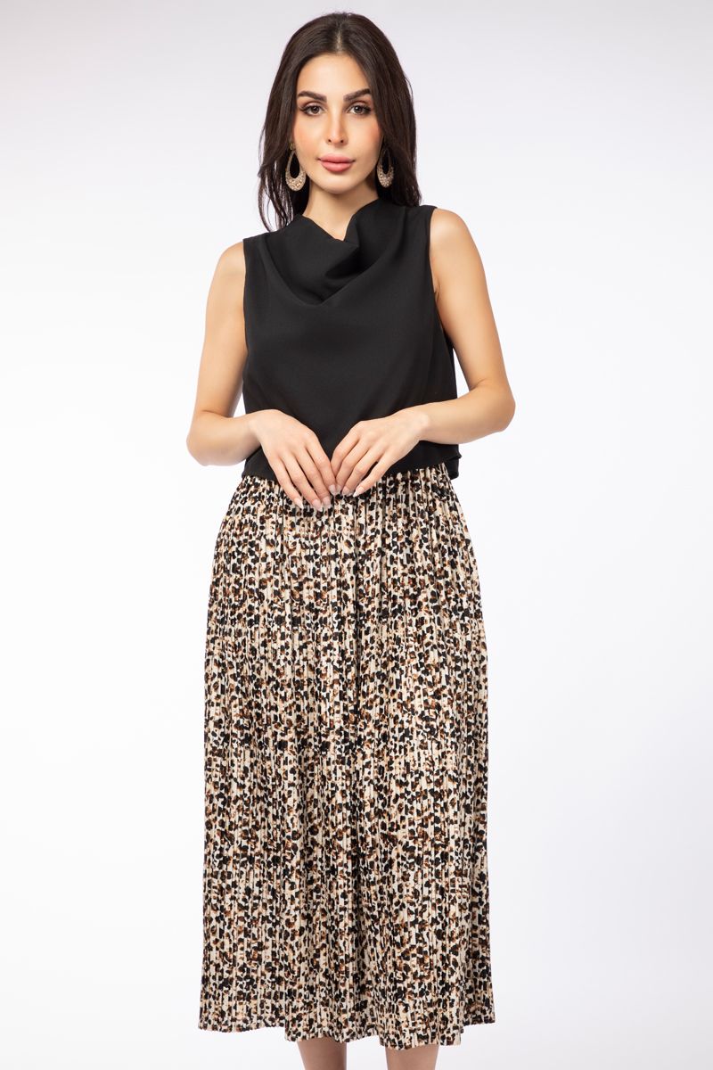 contrast leopard printed women dress