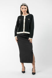 women knitted cardigan with contrast details