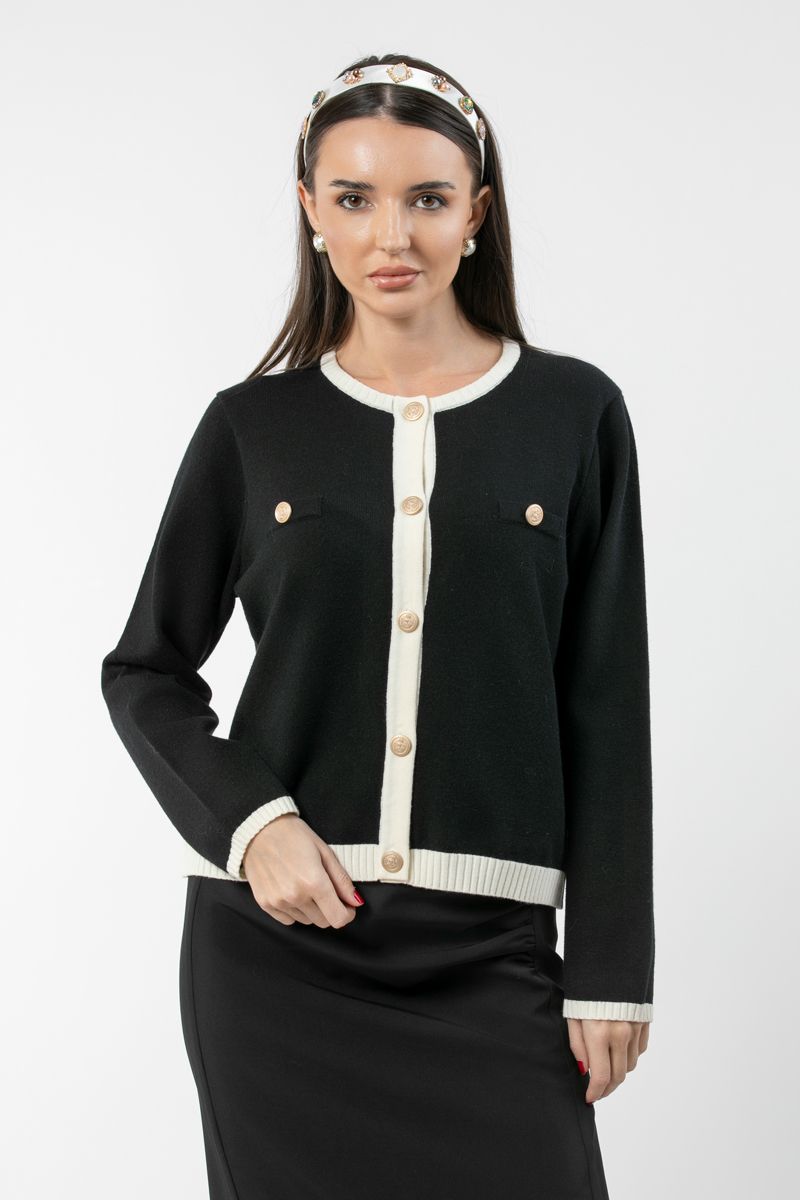 women knitted cardigan with contrast details