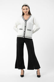 women knitted cardigan with contrast details