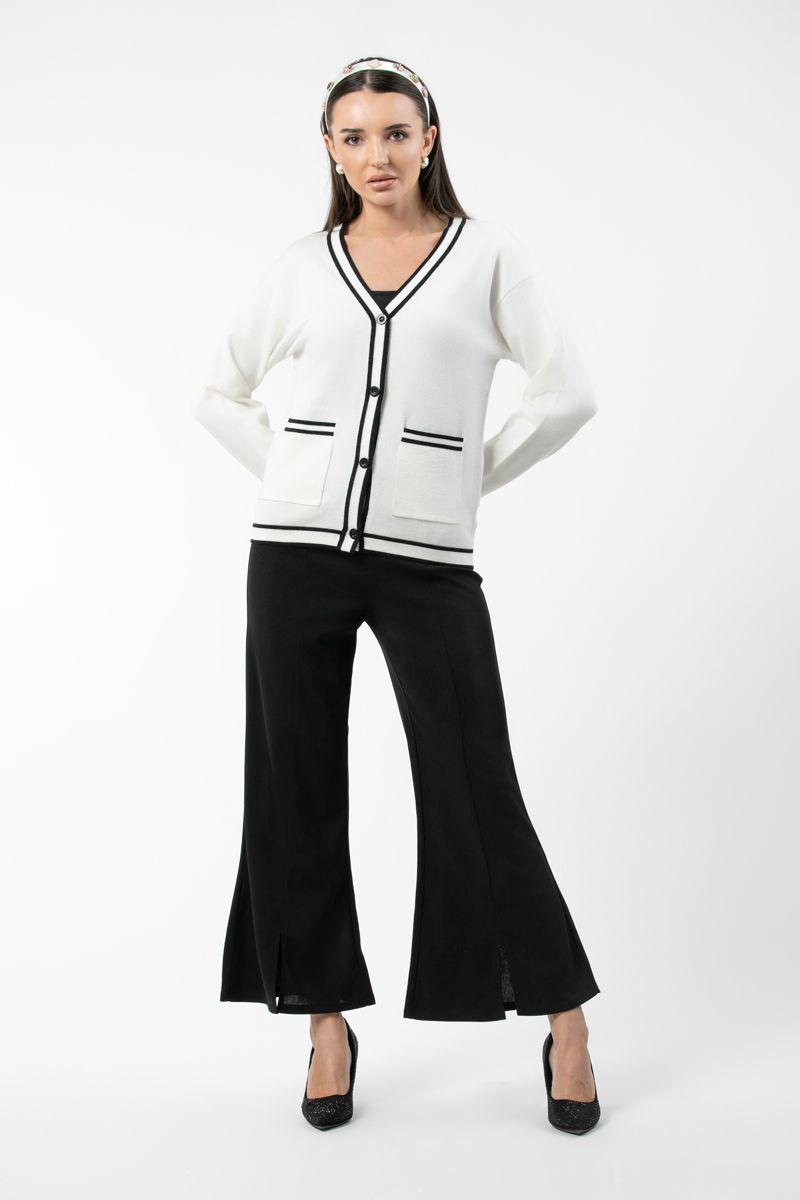 women knitted cardigan with contrast details