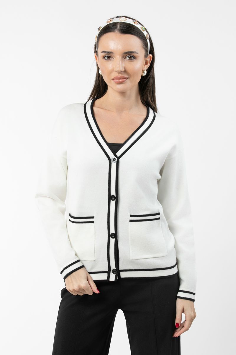 women knitted cardigan with contrast details