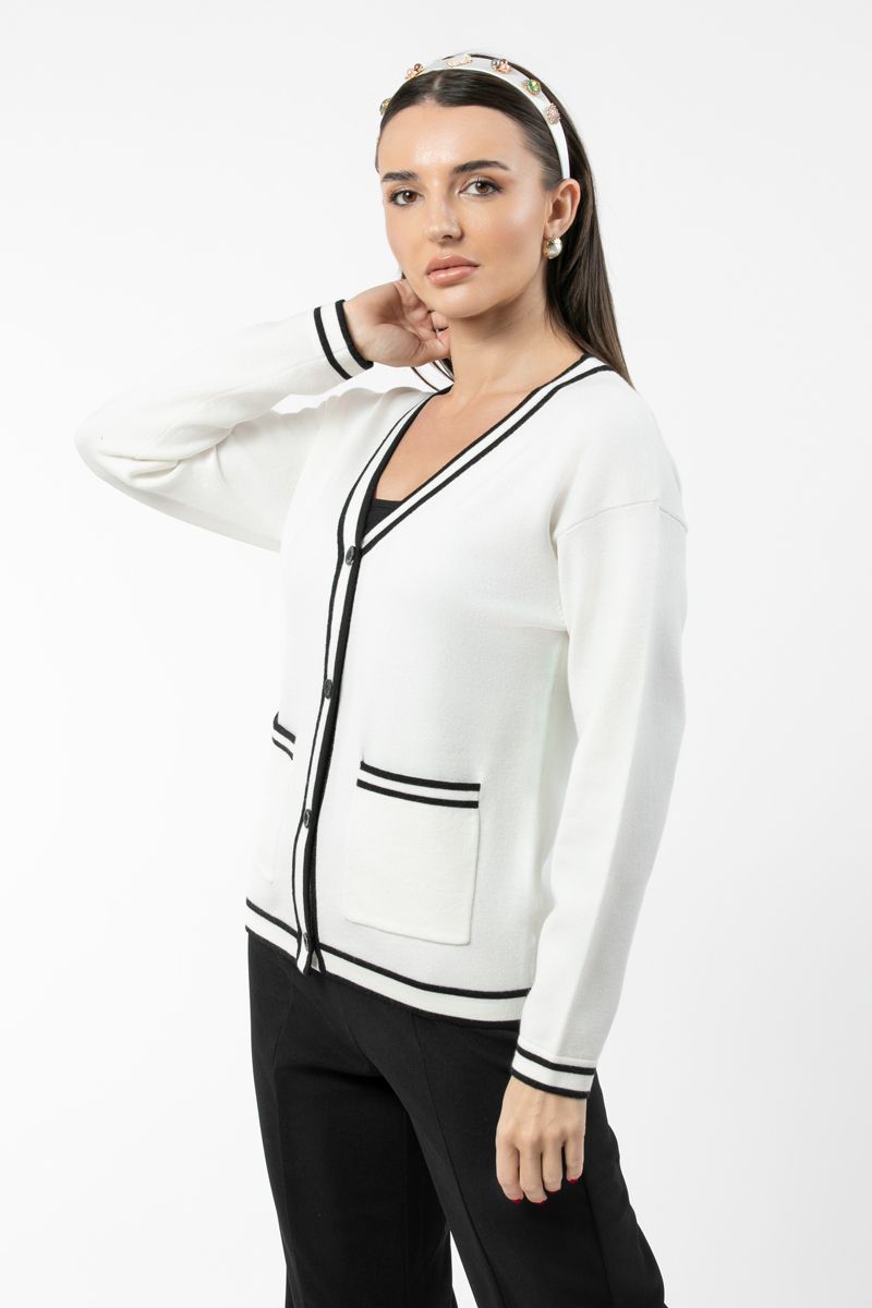 women knitted cardigan with contrast details