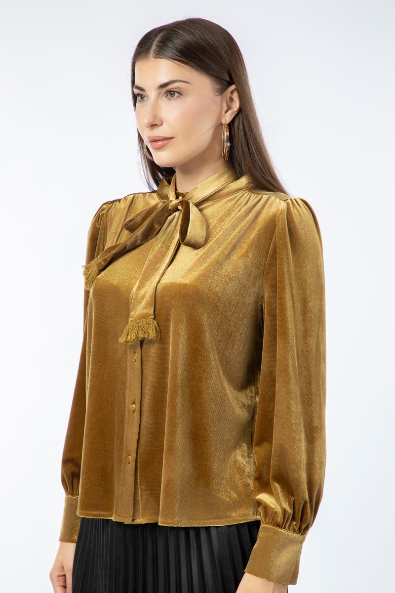 velvet women shirt with neck strap