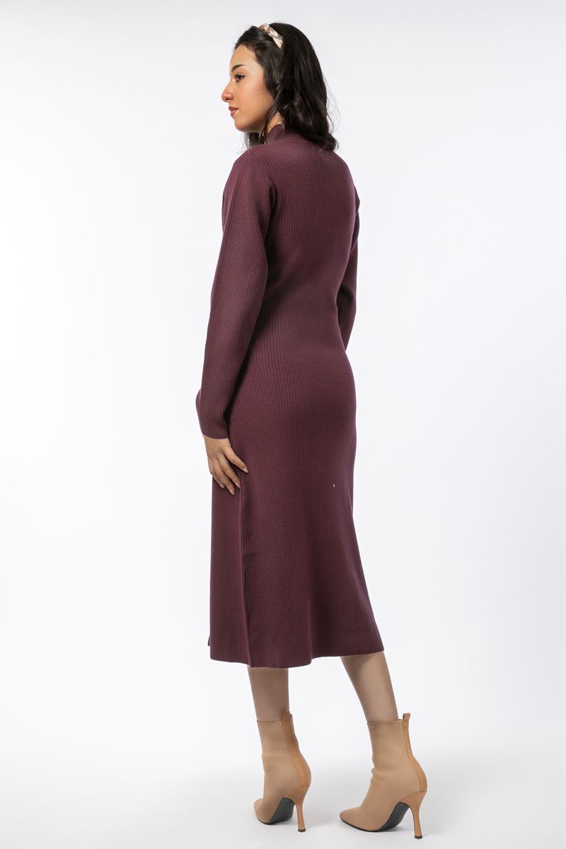 knitted women dress with buttons details