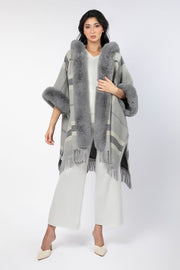 وشاح كتف بونشو نسائي بهودي فرو