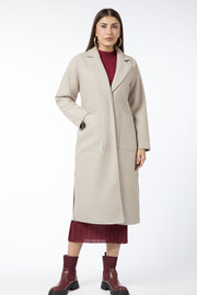 longline women winter coat with waist belt