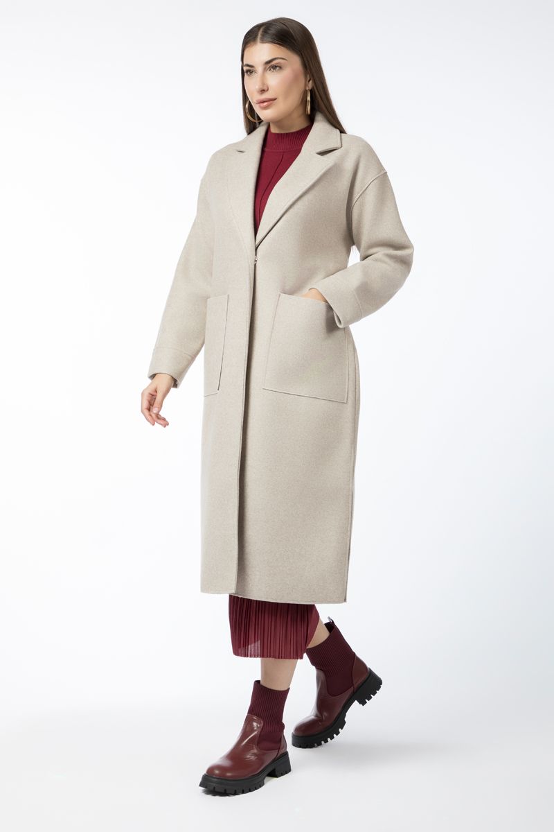 longline women winter coat with waist belt