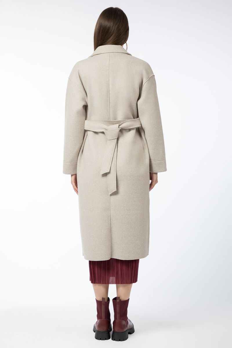 longline women winter coat with waist belt