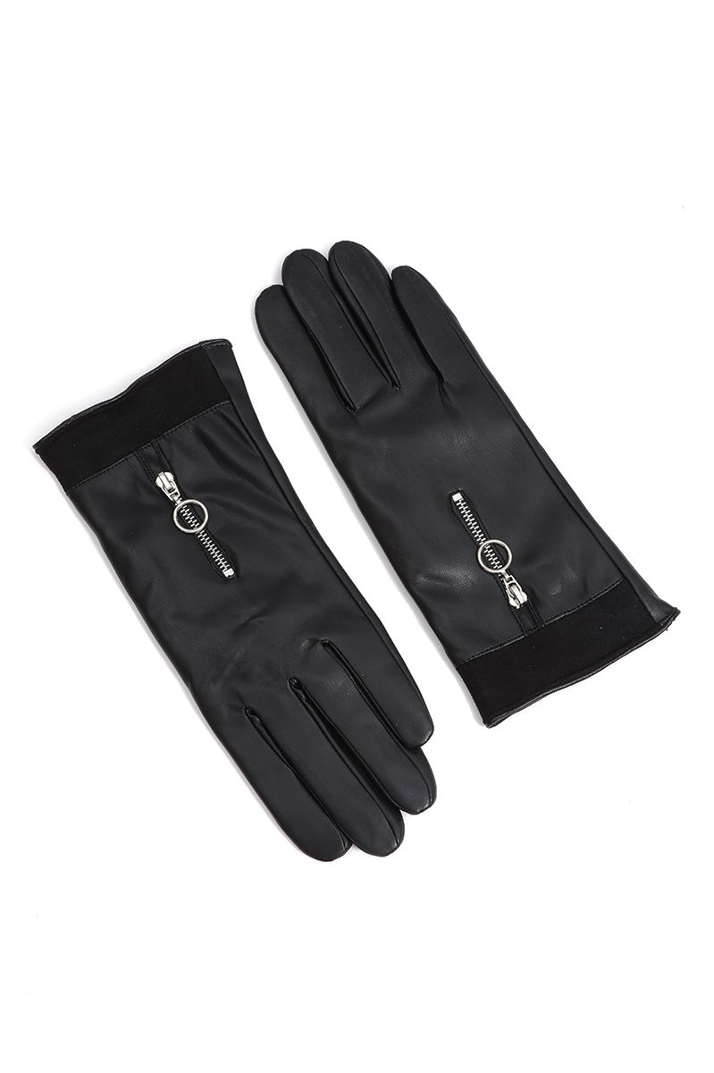 winter women gloves with zipper detail