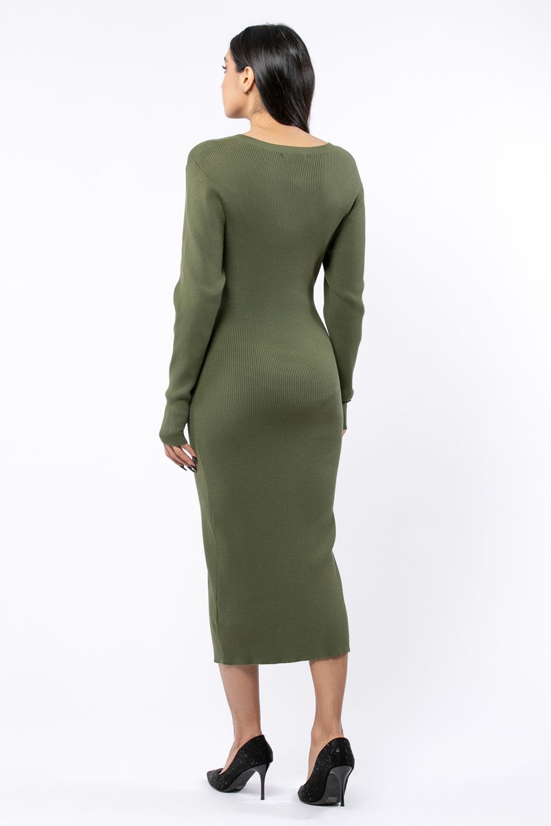 knitted women dress with waist belt