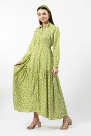 فستان نسائي ماكسي بنمط قميص وطبعات