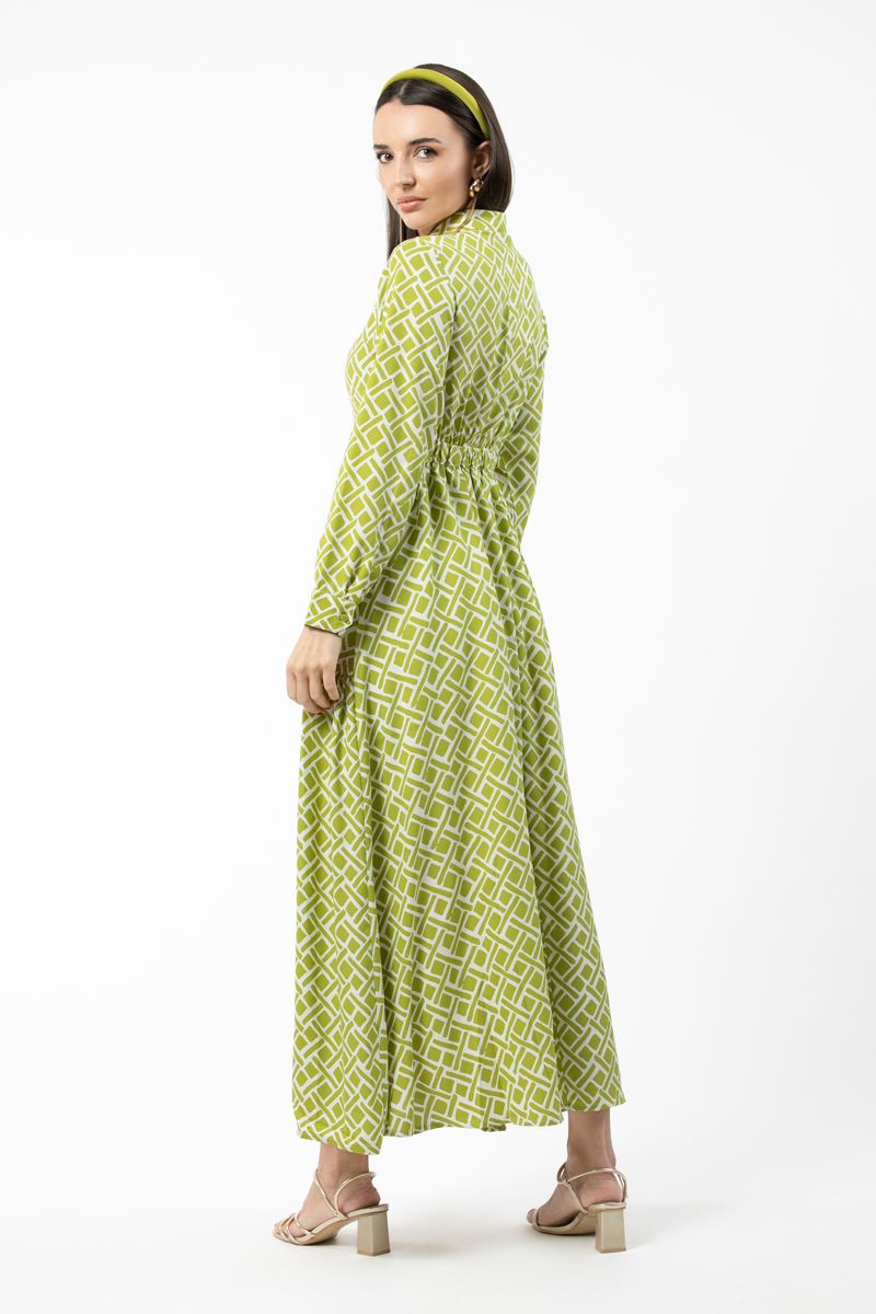 فستان نسائي ماكسي بنمط قميص وطبعات