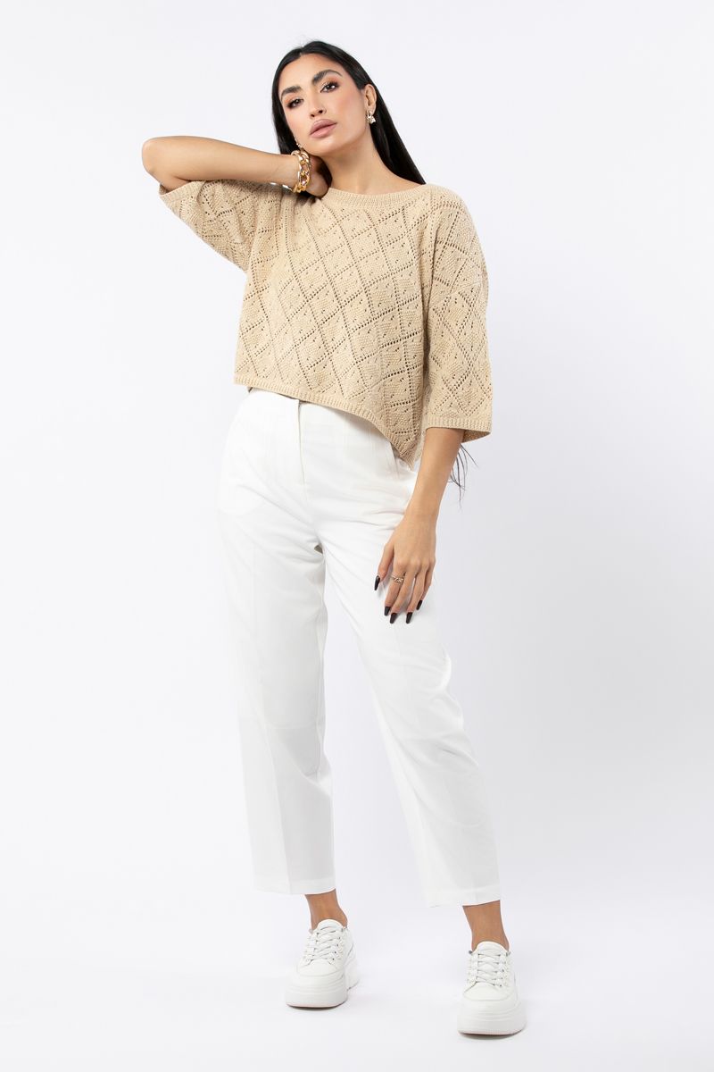 cropped knitted women pullover