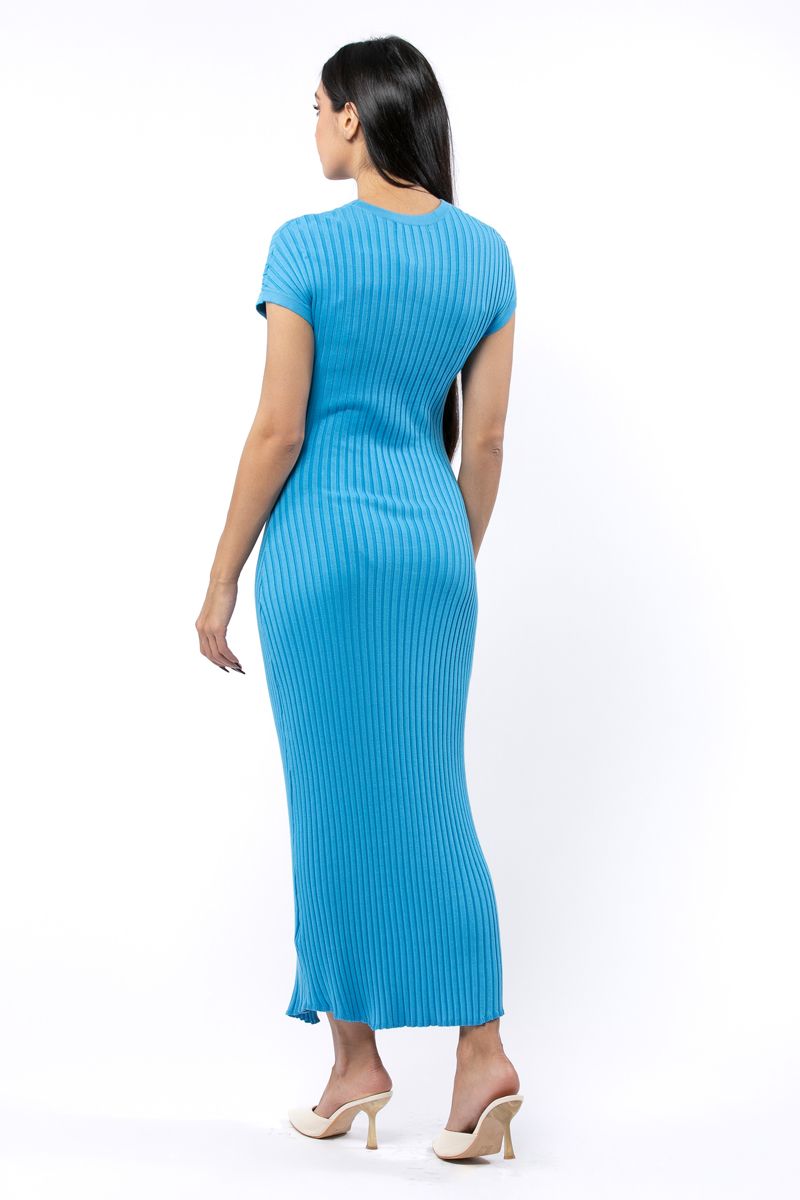 knitted women dress with front slit