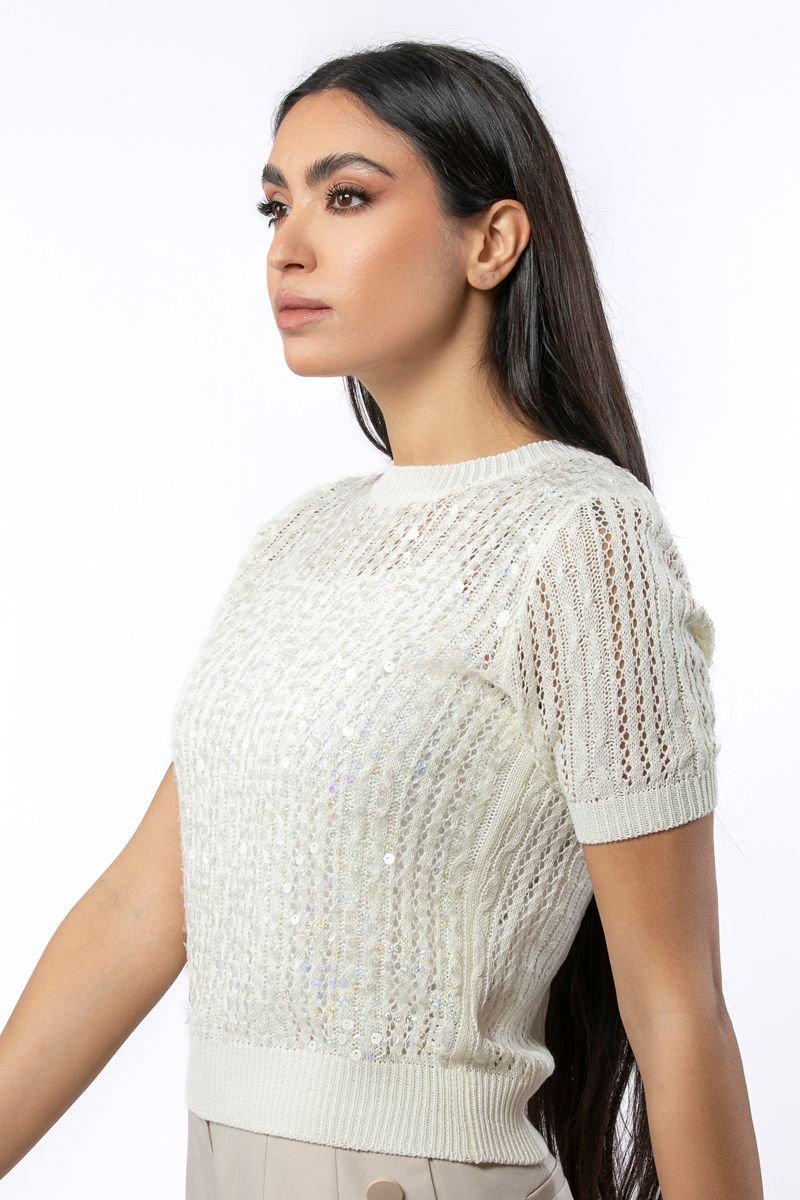 knitted women top with sequins
