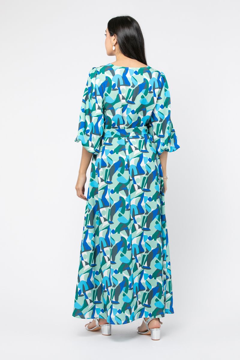 multi colored printed maxi women dress